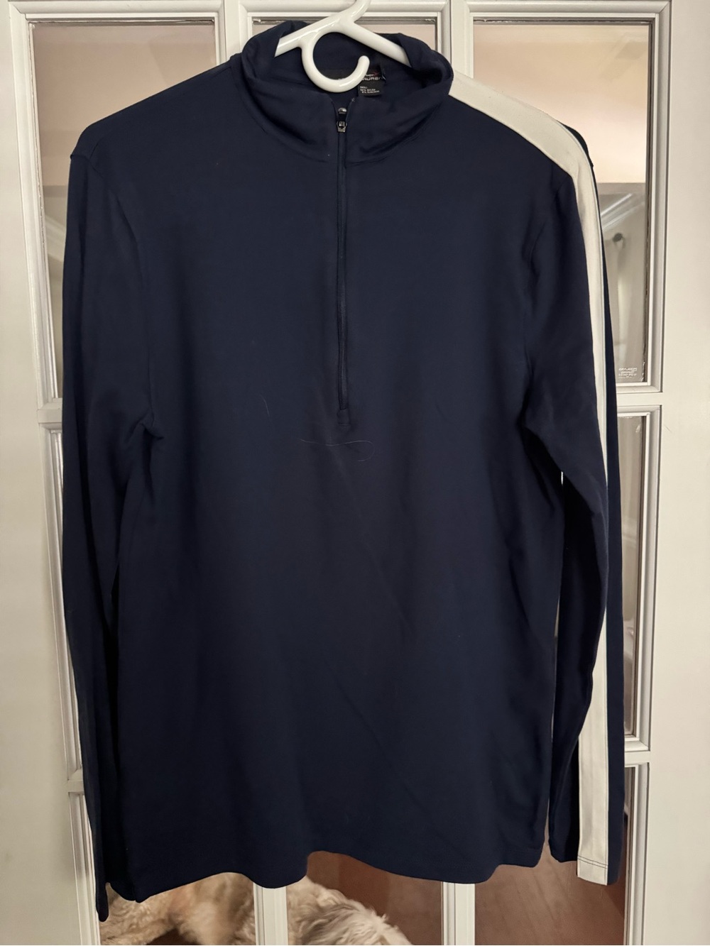 RLX Ralph Lauren Navy Blue Half-Zip Pullover with White Stripe